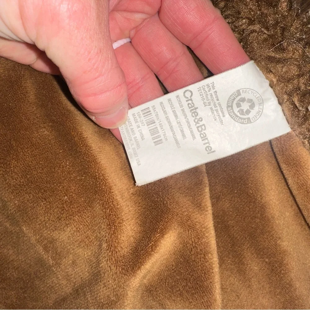 Caramel Crate & Barrel Recycled Sherpa Throw